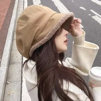 Зимняя теплая шапка, стильный ультра-толстый долговечный берет, осень-зима, женский берет, теплая шапка, зимняя шапка, повседневная одежда бежевый