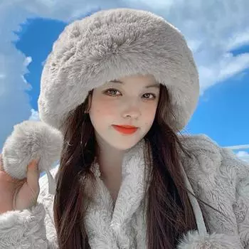 Зимняя теплая шапка, супермягкая ультра-толстая однотонная ветрозащитная женская шапка-бини, вязаная шапка, аксессуары серый