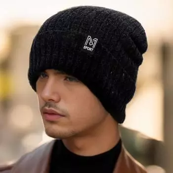 Зимняя теплая шапка Супермягкая высокоэластичная ультра-толстая однотонная защита от холодной погоды Уютная термошапка вино красного