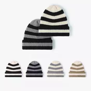 Зимняя теплая шапка утолщенная женская модная вязаная полосатая шапка Average size