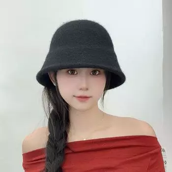 Зимняя теплая шерстяная панама для женщин, элегантная унисекс, однотонная, регулируемая по окружности голова, шапка-бини для отдыха на открытом воздухе, сохраняющая тепло