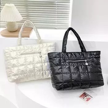 Зимняя теплая сверхлегкая космическая повседневная сумка-тоут, женская сумка большой емкости, модная дорожная сумка-шоппер, женская сумка, сумки чёрный