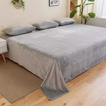 Зимняя теплая толстая плюшевая бархатная плоская простыня, сплошной цвет, большой размер, мягкая фланелевая простыня 350x245 см, не включая наволочку 180X245cm