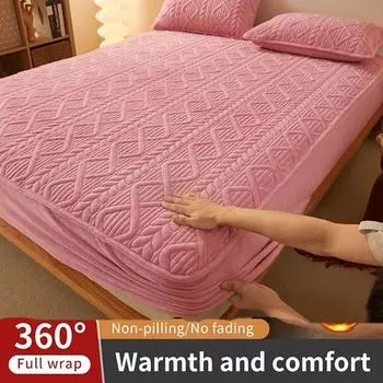Зимняя теплая утепленная простыня, постельное белье, регулируемый чехол для одинарного двойного матраса, защитная накладка, покрывало без наволочки 90x190cm Only A Sheet