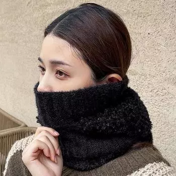 Зимняя теплая велосипедная шапка с ушами, маска для лица, вязаная плюшевая балаклава, шапка-маска для шеи, женская шапка с капюшоном бежевый