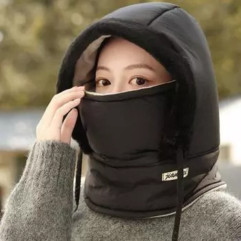 Зимняя теплая женская мужская шапка с наушниками и бархатной утолщенной защитой от холода, маска для шеи, интегрированная велоспорт, ветрозащитная велосипедная шапка, лыжная шапка
