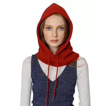 Зимняя термофлисовая Балаклава Шарф Лыжная маска для лица Утеплитель для шеи Снуд Шапка с капюшоном чёрный