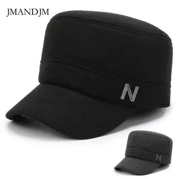 Зимняя термошапка для папы, дедушки, шляпа с плоским верхом, флисовая утепленная защитная шапка для ушей, шерстяная шапка для верховой езды, уличная шапка Adjustable