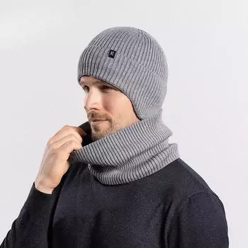 Зимняя термовязаная шерстяная шапка мужская плюс пуховая шапка шарф ушанка-ушанка average size