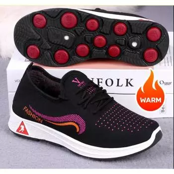 Зимняя тканевая обувь Хлопковая обувь Женские утолщенные кроссовки с подкладкой Нескользящие теплые 36 розовый