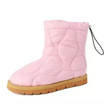 Зимняя тканевая обувь Krazing Pot на пуху, зимние ботинки на платформе с круглым носком, женские повседневные теплые ботильоны на шнуровке 34 чёрный