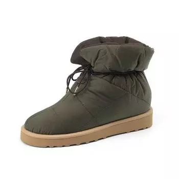 Зимняя тканевая обувь Krazing Pot на пуху, зимние ботинки на платформе с круглым носком, женские повседневные теплые ботильоны на шнуровке 34 чёрный