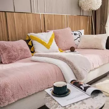 Зимняя толстая бархатная подушка для дивана с кроликом, супер мягкий шезлонг, чехол для дивана, полотенце, нескользящие чехлы для дивана, домашний декор 1pc 30x50 pillowcase