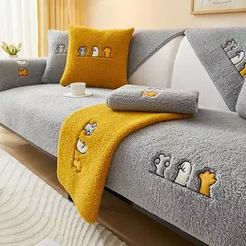 Зимняя толстая флисовая подушка для дивана, нескользящая грязеотталкивающая подушка, скандинавский светильник, роскошный плюшевый чехол для дивана, тканевый чехол высокого качества 70*70cm