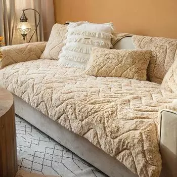 Зимняя толстая плюшевая диванная подушка, новая кремовая легкая роскошная нескользящая подушка, универсальная L-образная наволочка для дивана 70x70