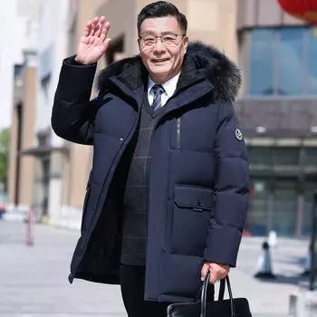 Зимняя толстая пуховая куртка для мужчин среднего и пожилого возраста Белая куртка на утином пуху M