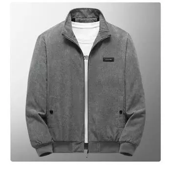 Зимняя толстая вельветовая мужская однотонная ветровка на молнии с воротником-стойкой, модная повседневная ветровка, флисовая куртка больших размеров XXXXXL чёрный