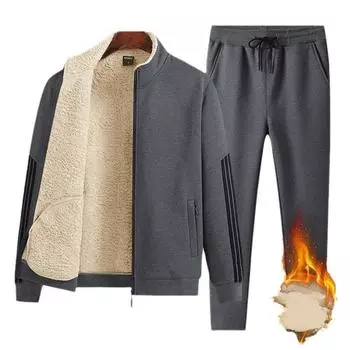 Зимняя толстовка с капюшоном для мужчин с толстой овечьей шерстью, комплект из двух предметов для спорта и молодежи среднего возраста XXXXXL