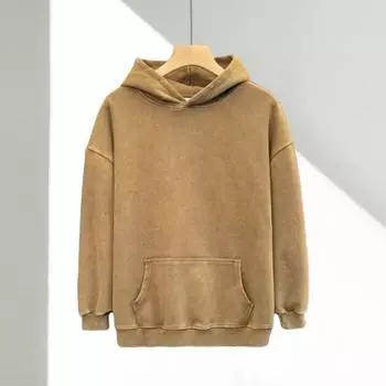 Зимняя толстовка с капюшоном для пары, свободный свитер с капюшоном в стиле ретро, длинный рукав, унисекс, эластичные манжеты, плотная толстовка с капюшоном на осень и весну M синий