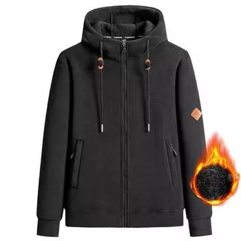Зимняя толстовка с капюшоном из овечьего флиса для мужчин, корейская версия, толстая теплая куртка на молнии из кораллового флиса, пальто с капюшоном для пары, Sudaderas Para Hombres 4XL чёрный