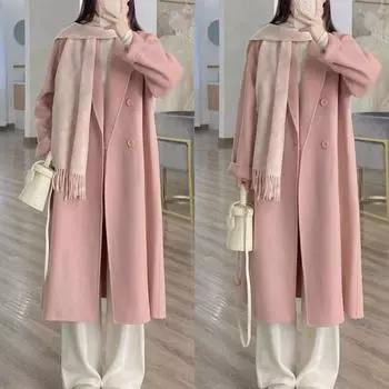 Зимняя толстовка с капюшоном, кардиган, платье выше колена, куртка L розовый