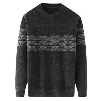 Зимняя трикотажная рубашка для пап среднего и пожилого возраста, мужской свитер Schnee для мужчин среднего возраста, бархатная и утолщенная теплая одежда для мужчин M