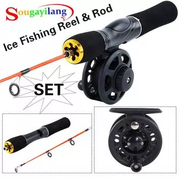 Зимняя удочка и катушка из углеродного волокна, зимняя 2 секции, зимняя удочка для зимней удочки со спиннинговой рыболовной катушкой Fishing Rod&Reel 40