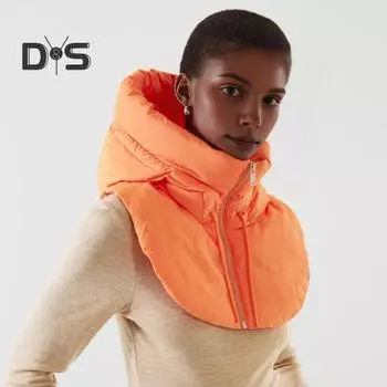 Зимняя ультралегкая пуховая шапка с капюшоном, пальто с воротником-стойкой, застежкой-молнией, мужской теплый шарф-шарф, балаклава, пальто, шарф, короткая майка M чёрный