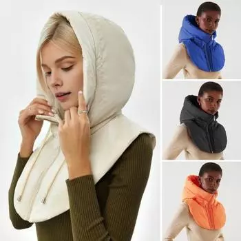 Зимняя ультралегкая пуховая шапка с капюшоном, пальто с воротником-стойкой, застежкой-молнией, мужской теплый шарф-шарф, балаклава, пальто, шарф, короткая майка S синий