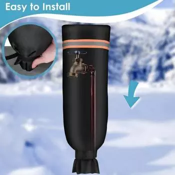 Зимняя уличная крышка для крана Водонепроницаемая ткань Оксфорд Светоотражающий садовый шланг для газона Нагрудник для крана для водопроводной трубы Защита от замерзания Черная изоляционная крышка S