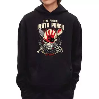 Зимняя уличная одежда унисекс 5FDP Five Finger Death Punch Hoodies Band Heavy Mental Style Sweatshirts Casual Men Women Sudaderas Top XS чёрный