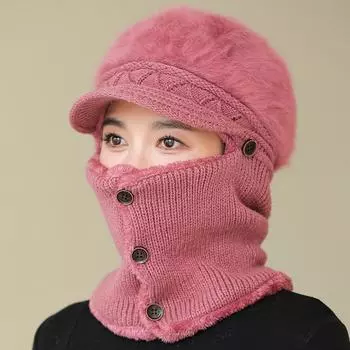 Зимняя уличная вязаная шапка с утиным язычком, теплая вязаная шапка для велоспорта, многофункциональная защитная шапка для лица и ушей, оптовая продажа для детей чёрный