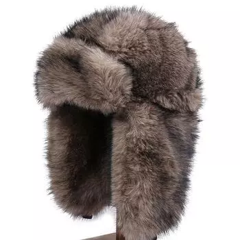 Зимняя улучшенная атмосфера, теплая лыжная шапка, плюшевая шапка Lei Feng, утолщенные наушники, защищающие от холода, маленькое лицо Average size 56-58cm светло-серый