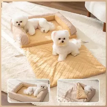 Зимняя утепленная и теплая собачья будка, кровать для маленькой собаки с одеялом, всесезонная универсальная кошачья будка, коврик для собаки, кошачья будка, питомец L 65*50*14cm