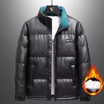 Зимняя утепленная одежда с хлопковой подкладкой Вариант одежды из искусственной кожи Простая одежда с хлопковой подкладкой Универсальные куртки с хлопковой подкладкой M