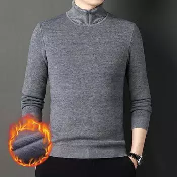 Зимняя утепленная рубашка для мужчин, вязаный свитер с высоким воротом, универсальный теплый внутренний слой, свитер для молодежи и людей среднего возраста M