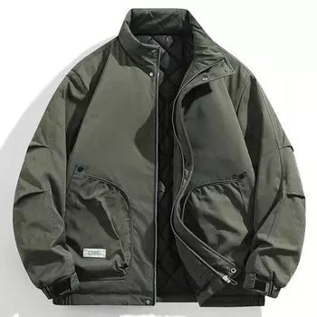 Зимняя утепленная трендовая многофункциональная повседневная куртка больших размеров 8xl, корейская модная мужская одежда с воротником-стойкой M хаки