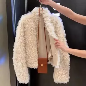 Зимняя утолщенная экологически чистая меховая шуба белая меховая интегрированная шуба женская S