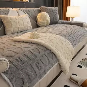 Зимняя утолщенная флисовая подушка для дивана, новая натуральная кожа, высококачественные универсальные подушки для сидений на четыре сезона, нескользящий чехол, тканевый чехол 70*70cm