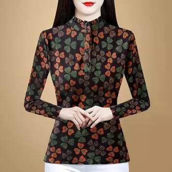 Зимняя утолщенная футболка с длинными рукавами, универсальный пуловер, базовая рубашка M