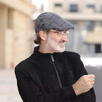 Зимняя утолщенная кепка с утиным язычком, берет в клетку в стиле ретро, мужская шляпа-форвард, европейская и американская шляпа M56-58cm серый