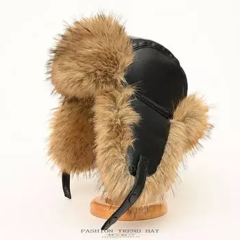 Зимняя утолщенная кожаная шапка для мужчин, уличное холодное укрытие Lei Feng, теплая защитная шапка из искусственного меха лисы и норки One Size