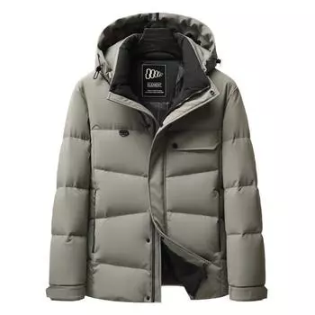 Зимняя утолщенная куртка-пуховик для мужчин из молочного шелка и белого утиного пуха, утепленная повседневная куртка-пуховик с капюшоном для мужчин M