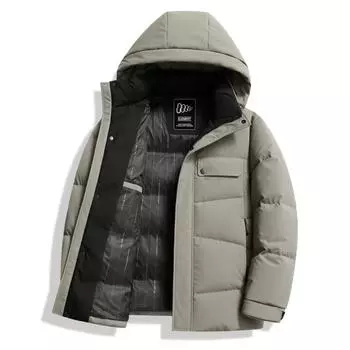 Зимняя утолщенная куртка-пуховик для мужчин из молочного шелка и белого утиного пуха, утепленная повседневная куртка-пуховик с капюшоном для мужчин M