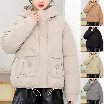 Зимняя утолщенная куртка с хлопковой подкладкой для уменьшения возраста, большой воротник, короткая куртка с капюшоном с хлопковой подкладкой, тонкая и свободная куртка с хлопковой подкладкой для женщин L