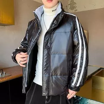 Зимняя утолщенная мужская куртка на белом утином пуху. Теплая и морозостойкая мужская куртка-хлеб. Мужская куртка с воротником-стойкой. Мужская пуховая куртка. 3XL