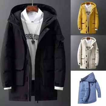 Зимняя утолщенная мужская куртка-пуховик, однотонная тонкая повседневная рабочая одежда больших размеров, молодежная теплая куртка XXXL белый