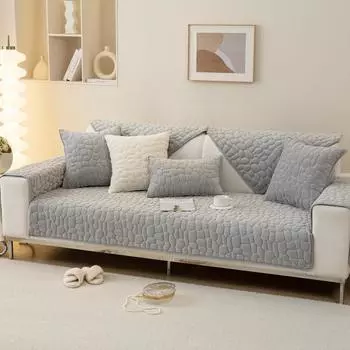 Зимняя утолщенная нескользящая стеганая подушка, простой современный чехол для дивана, ткань, плюшевая однотонная диванная подушка с каменным узором 70x70