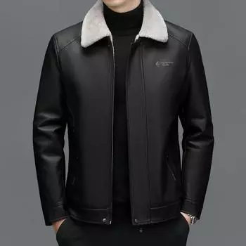 Зимняя утолщенная новая пуховая куртка из натуральной кожи, мужская утолщенная и теплая новая кожаная куртка из овчины, кожаная куртка среднего возраста XXXXL