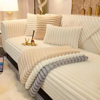 Зимняя утолщенная плюшевая подушка для дивана с кроликом, зимняя подушка, чехол для дивана, универсальный универсальный чехол 50*50cm